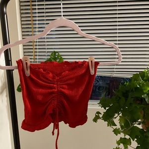 Red Scrunched Tube Top
